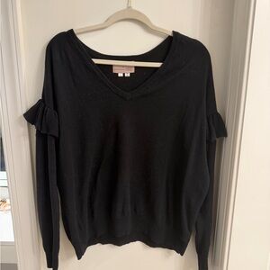 Anthropologie Ruffle V Neck Sweater